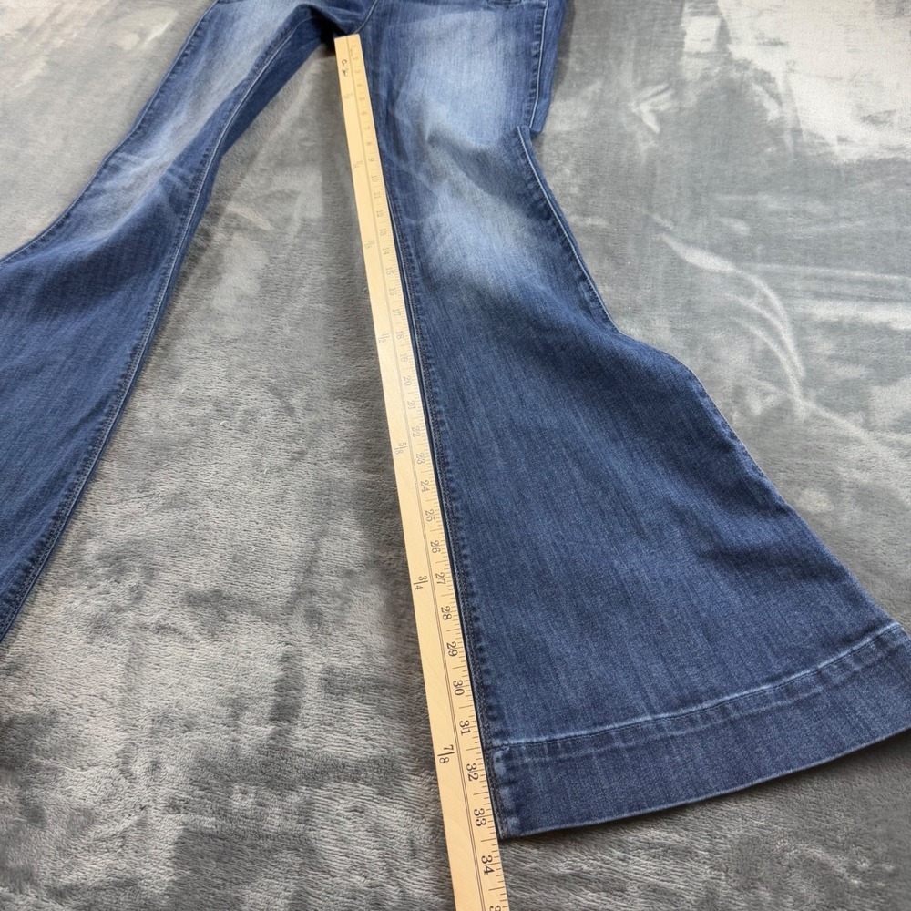 Express Jeans Womens 8R Sailor Button Flare Leg Medium Wash Nautical High Rise - Picture 7 of 10